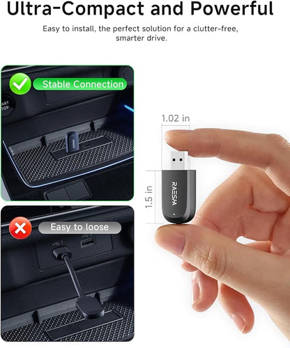 RAESHA Wireless CarPlay Adapter – Mini 2 in 1 Wireless CarPlay Adapter for Both Apple CarPlay and Android Auto – Easy Installation, Clutter-Free, and Seamless Control with Ultra-Fast Connection