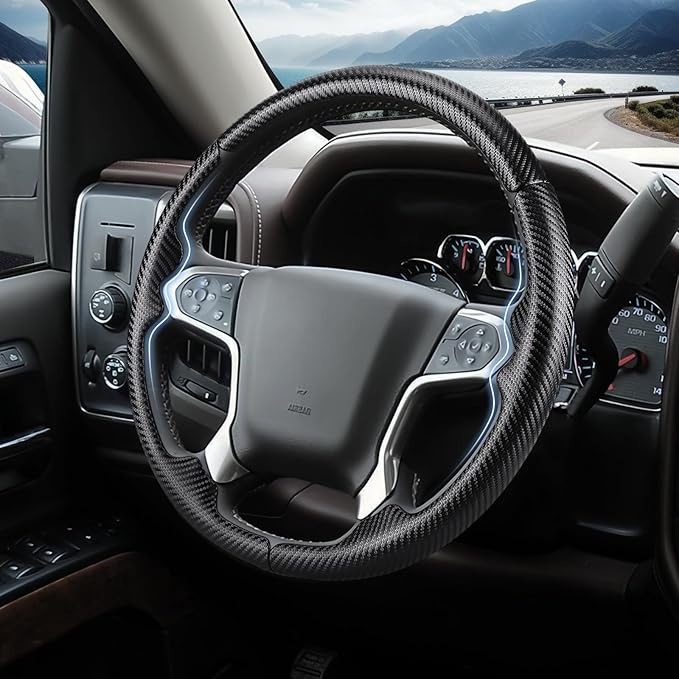 Steering Wheel Cover for Chevy Silverado 1500 2014-2018/2500 2500HD 3500 3500HD 2015-2019/ 4500HD 5500HD 6500HD 2019-2024/ Suburban Tahoe 2015-2020/ Traverse 2018-2023 Chevrolet