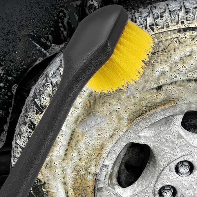 Gatuida Nylon Bristles Truck Cleaning Brush Car Tire Cleaning Brush for Rims Car Interior Cleaning