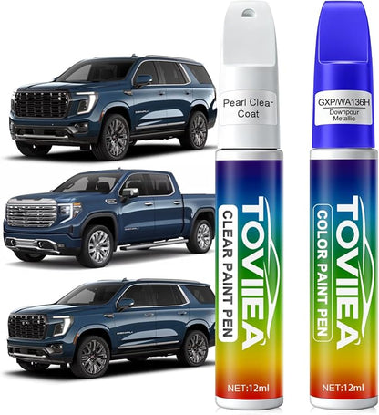 Downpour Metallic(GXP/WA136H) Touch Up Paint Compatible with GMC,2-In-1 Car Scratch Remover Pen,Car Paint Scratch Repair Kit for Scratches,Chips & Nicks,2-PCS SET