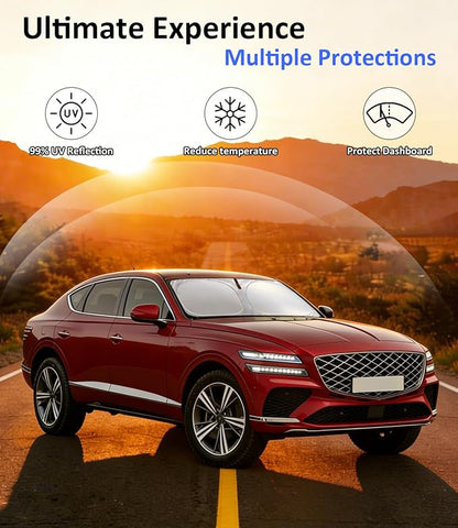 Windshield Sun Shade for 2021-2026 Genesis GV80 Accessories | Front Window Sun Visor Protector & Heat Shield, 240T Sunshade Protection Blocks UV Rays Keep Your Car Cooler