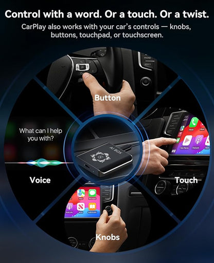 AI Box for Factory Wired CarPlay, Wireless CarPlay & Android Auto Adapter with Netflix, YouTube & TikTok, Full Android Car Video Box with 4G LTE, GPS, Dual Bluetooth and Dual-Band WiFi
