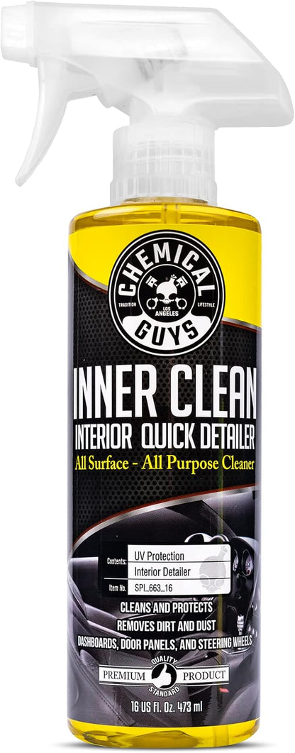 Chemical Guys InnerClean Interior Quick Detailer Cleaner and Protectant for Dashboards Door Panels Seats Trim and Surfaces Non Greasy Interior Car Cleaning Spray and Interior Detailer Spray 16 oz
