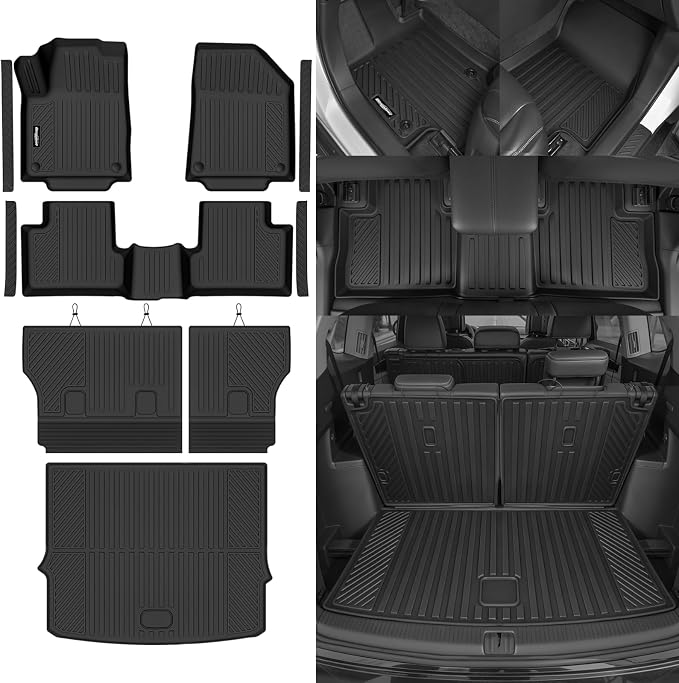 Floor Mats for Jeep Cherokee 2015-2018 (Only Fit Cargo in Upper Deck Position), Trunk Mat & Backrest Mat & Door Sill Guard All Weather TPE Protector for Jeep Cherokee Accessories