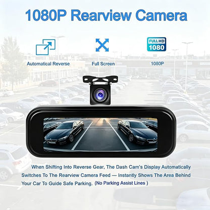 Dash Cam Front and Rear, 4K+1080P Dash Camera for Cars, 7Track Dual Car Camera with WiFi & APP Control, 64GB Card, 3.19" IPS Screen, HDR, Night Vision, G-Sensor, Parking Mode, Loop Recording