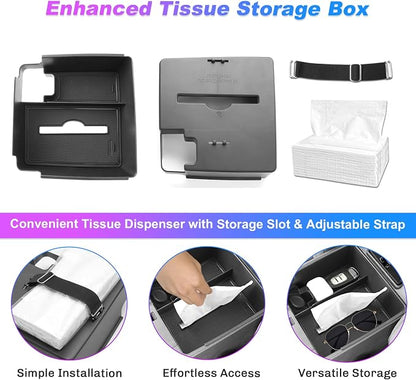 SXCY for 2024 2025 2026 Frontier Center Console Organizer for Nissan Frontier 2022-2025 2026 Center Console Tray 2024-2026 Frontier Accessories Tissue Tray Paper Towel Enhanced Tissue Organizer