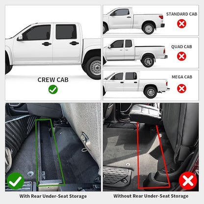 LASFIT Floor Mats for Ram 1500 2019-2024 Crew Cab with Rear Under-Seat Storage Bucket Seat (NOT Fit for Classic Model), 4 Full Size Doors All Weather TPE Custom Fit 1st & 2nd Row, Black