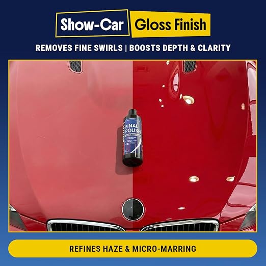Carfidant Final Polish - Ultra Fine Finishing Polish for Cars - Removes Micro Haze Swirl Marks & Micro Marring - Mirror Gloss Car Polish - Safe for Dark Paint Clear Coat - Pre Wax Ceramic Prep - 16 oz