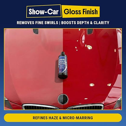 Carfidant Final Polish - Ultra Fine Finishing Polish for Cars - Removes Micro Haze Swirl Marks & Micro Marring - Mirror Gloss Car Polish - Safe for Dark Paint Clear Coat - Pre Wax Ceramic Prep - 16 oz