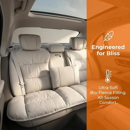 A leather rear seat cushion specially designed for cars - made by hand - can relieve pain in the buttocks, pressure points, and sciatic nerve. | Rear seat cover (Off White, Rear Seat Cushion)