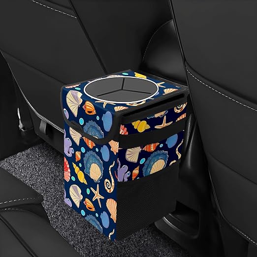 Car Trash Can – Multi-Purpose, Lightweight and Portable with Durable Water-Resistant Coating, No Installation Required, Practical and Ample Capacity, Variety of Colors.Conch Shell
