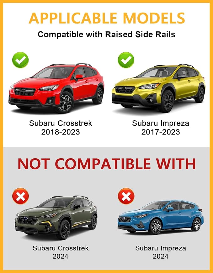 Tuyoung 300lbs Lockable Roof Rack Cross Bars Compatible with Subaru Crosstrek 2018-2023 & Impreza 2017-2023 with Side Rails, Heavy Duty Anti-Theft Aluminum Roof Crossbars Rooftop Luggage Carrier
