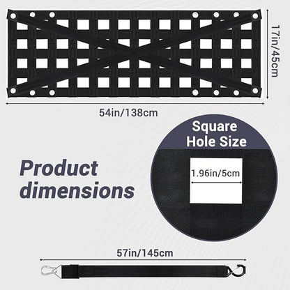 Tailgate Net with Adjustable Buckle Straps, 54"x17.7" Tailgate Cargo Net for Truck Bed, Perfect for Jeep, Pickup, Truck, Chevrolet, Ford (Black)