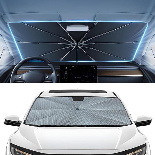 Autorder Windshield Sun Shade Umbrella for 2016-2021 Honda Civic Accessories,Upgraded Ice Crystal Material,Easy Setup Umbrella Sunshade for Car Windshield,100% Sun Blocking