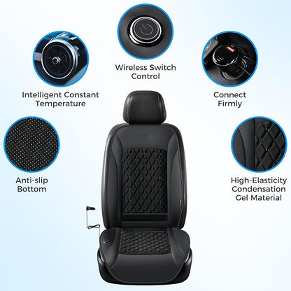 Coverado 12V-24V Ventilated Cooling Car Seat Cover Front Seat, Upgraded 3 Adjustable Wind Speeds Long Lasting Coolness Summer Driving Seat Cushion Universal Fit for Car SUV Truck, Classic Black