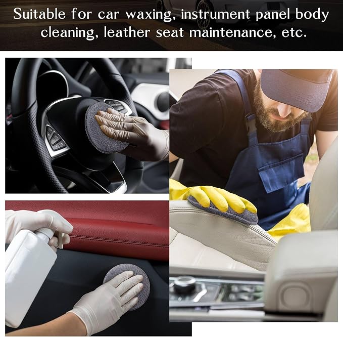 Tanlade 50 Pcs Car Detailing Microfiber Applicator Pad Wax Applicator Wash Microfiber Pads, 5 Inch Diameter (Grey)