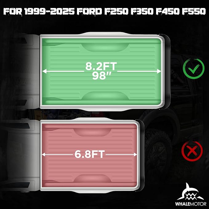 Truck Bed Tonneau Cover Compatible with Ford Super Duty 8.2 ft Long Box, 1999-2026 F250 F-250 F350 F-350, Soft Roll Up Style