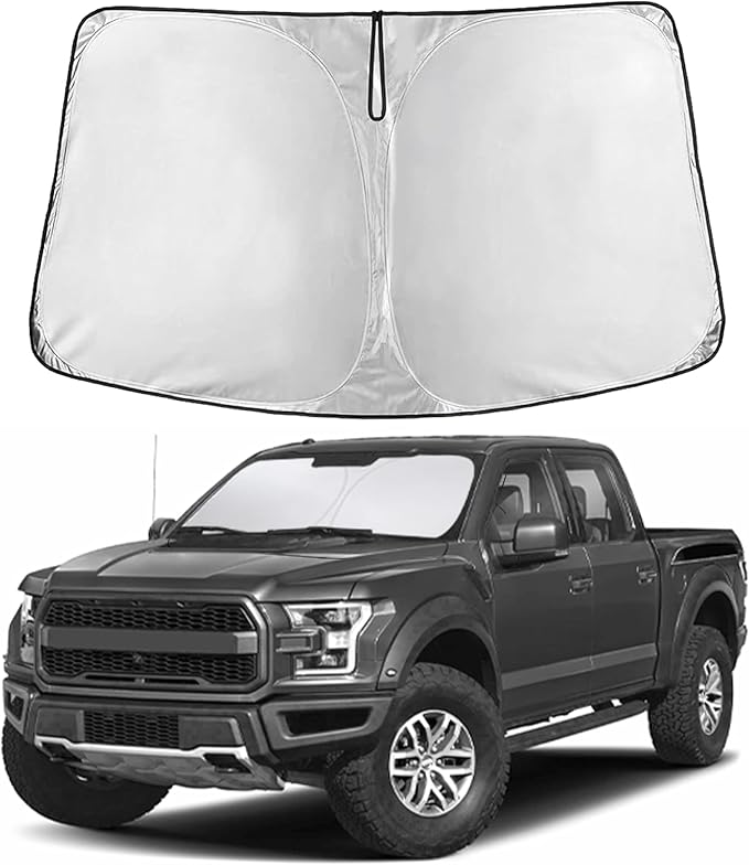 EcoNour Windshield Sunshade Compatible for Ford F150 2015-2018 2019 2020, Sun Visor for Front Windshield & Window Sun Shade Cover, UV Heat Blocker & Protector, Car Accessories