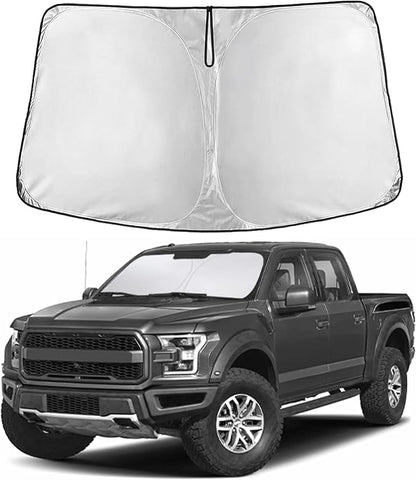 EcoNour Windshield Sunshade Compatible for Ford F150 2015-2018 2019 2020, Sun Visor for Front Windshield & Window Sun Shade Cover, UV Heat Blocker & Protector, Car Accessories
