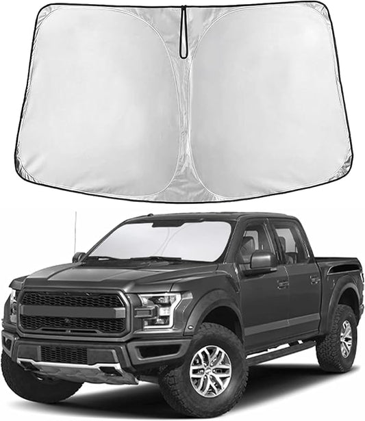 EcoNour Windshield Sunshade Compatible for Ford F150 2015-2018 2019 2020, Sun Visor for Front Windshield & Window Sun Shade Cover, UV Heat Blocker & Protector, Car Accessories