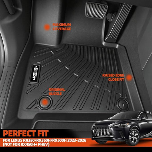 Custom Fit Floor Mats for Lexus RX RX350/RX350H/RX500h(NOT for RX450h+ PHEV) 2023-2026, All Weather TPE Floor Liners with Trunk Mat & Backrest Protectors, Odorless Full Set Interior Accessories