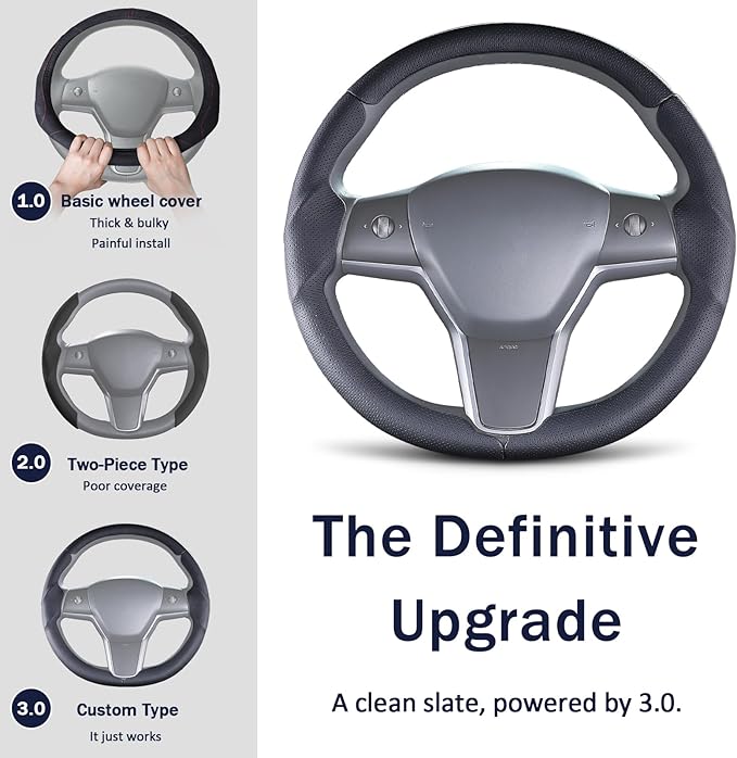 Steering Wheel Cover for Tesla Model 3(2017-2023) Model Y(2020-2024), Steering Wheel Accessories for Tesla Model 3/ Y