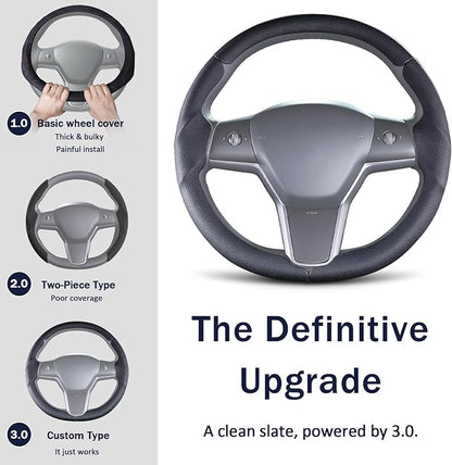 Steering Wheel Cover for Tesla Model 3(2017-2023) Model Y(2020-2024), Steering Wheel Accessories for Tesla Model 3/ Y