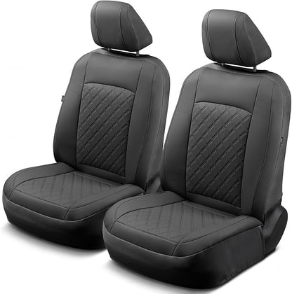 GIANT PANDA Front Seat Covers for Nissan Rogue Altima Sentra Versa Kicks Frontier Murano Pathfinder Maxima,Faux Leather Bucket Seat Cover Fit Nissan Seat Protectors (Black Diamond) 2-Pack