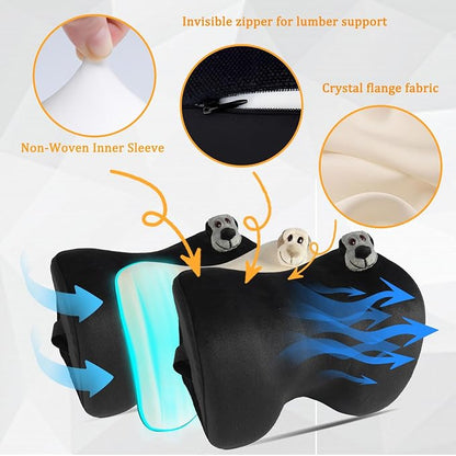 1Pack White Car Headrest Memory Foam Neck Pillow 11.8 X 7.8” Soft and Comfortable Seat Head Pillow Cushion Features Adjustable Straps for Most Sedans, SUVs, Home, and Office Settings