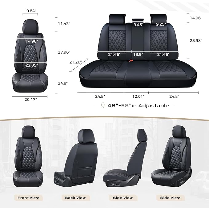 Coverado Car Seat Covers Front Seats, 2-Pack Black Seat Covers for Cars, Waterproof Nappa Leather Car Seat Covers for Cars, Car Seat Protector Car Seat Cushion Universal Fit for Most Cars Truck SUV