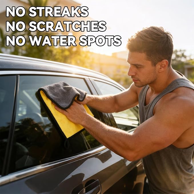 1 Pack Exterior Car Care Microfiber Cloths,Microfiber Drying Towels for Scratch-Free Car Wash, Quick Detail, Glass Cleaning, Extra Thick