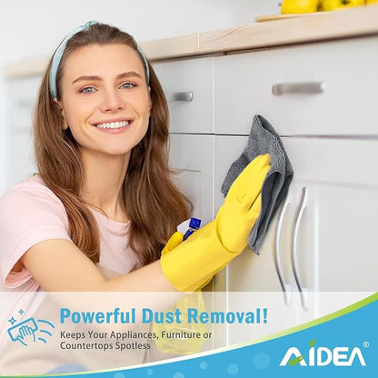 AIDEA Microfiber Cleaning Cloth-400PK, Soft Microfiber Towels for Cars, Absorbent Cleaning Rags, Lint-Free Streak-Free Wash Cloths for House, Kitchen, Window(12in.x12in), Grey