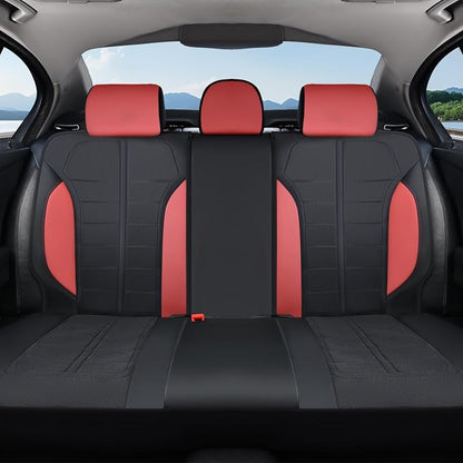 Coverado Seat Cover, Car Seat Cover Rear Seats, 3D Air Mesh Breathable Seat Protectors Sports Carbon Fiber Design Airbag Compatible Comfort Universal for Most Cars, Van,Trucks, SUV, Black&Wine
