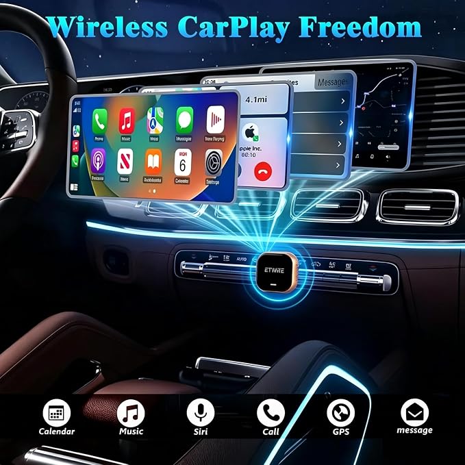 Wireless CarPlay Adapter 2026 for iPhone iOS 10+ – 98% Compatible with Factory Wired CarPlay 2016+, 2.4G/5G Dual Band, No App Required, Plug & Play Auto Reconnect
