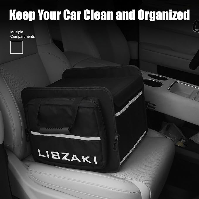 LIBZAKI Car Trunk Storage Organizer, Collapsible Trunk Storage Box for Car Truck SUV-Black