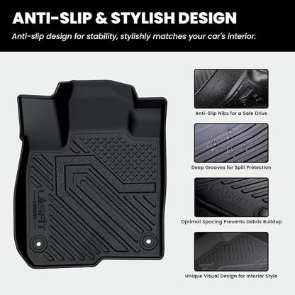 LASFIT Floor Mats & Trunk Mat for Honda Civic Sedan & Sedan Si 2012 2013 2014 2015, All Weather TPE Custom Fit Floor Liner, 1st & 2nd Row & Cargo Mat, Black (Not for Coupe)
