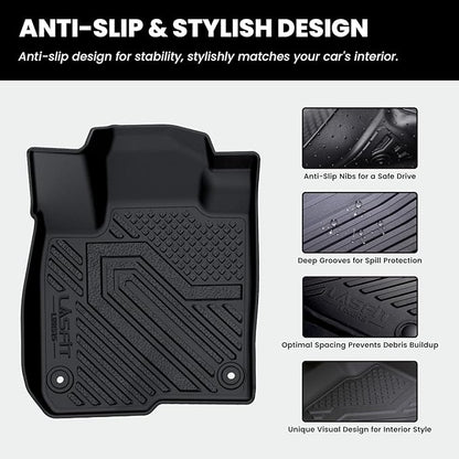 LASFIT Floor Mats for Honda HRV 2016 2017 2018 2019 2020 2021 2022, All Weather TPE Custom Fit HR-V Floor Liner Accessories, 1st & 2nd Row, Black
