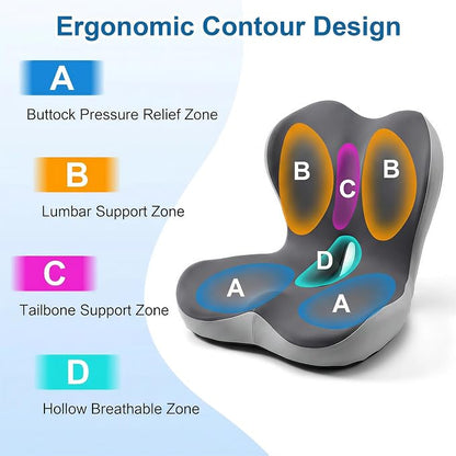 Car Seat Cushion with Back Support for Driving, Ergonomic Support Relief Pad for Auto/Truck/Office, Hollow Ventilation, Anti-Slip Driver Seat Cushion, Washable Cover, 18.1"x17"(Two-Tone Gray)