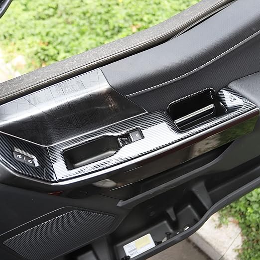 Carbon Fiber Interior Front Door Window Switch Panel Cover Trim for Ford F150 2021+ Decoration Accessories