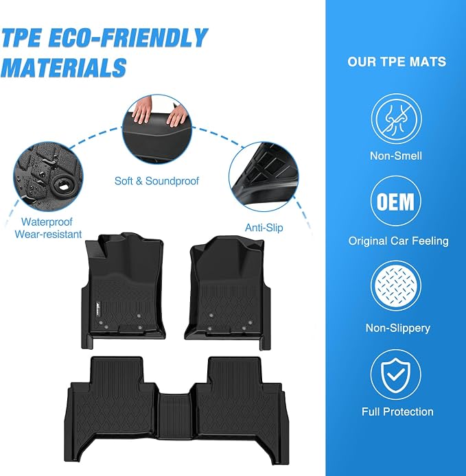 Nilight Floor Mats for Toyota Tacoma Double Cab 2005 2006 2007 2008 2009 2010 2011 2012 2013 2014 2015 All Weather Custom Fit Heavy Duty Floor Liners