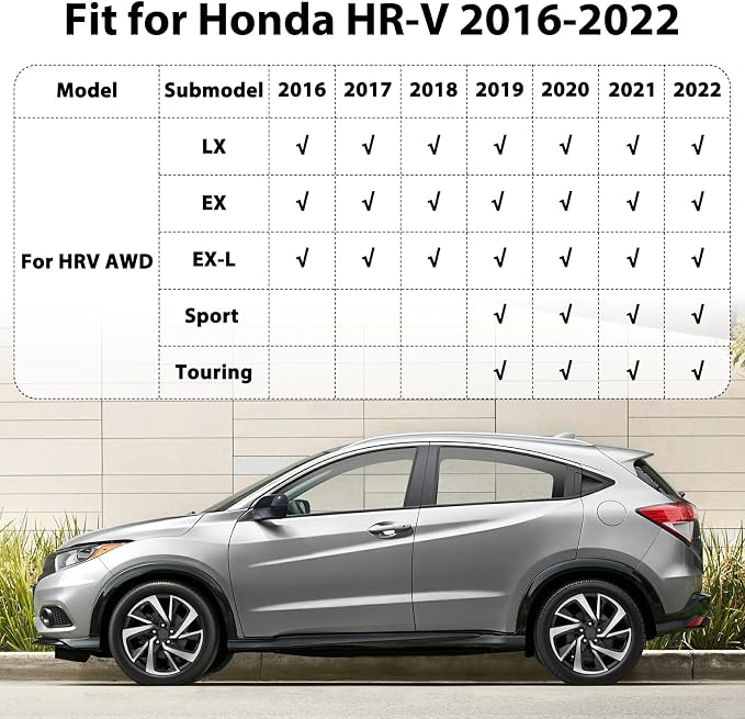 Floor Mats & Cargo Liner for Honda HR-V 2016-2022 (Only AWD Models) Custom Fit TPE Car Mats Accessories for HRV All Weather Protection Waterproof Anti-Slip Liners 1st & 2nd & Trunk Mat