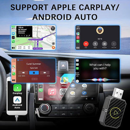 Wireless Carplay Adapter for Apple, Carplay Wireless Adapter for car Carplay Wireless Adapter, Fast Bluetooth Connection, Plug & Play for iPhone & Android Auto