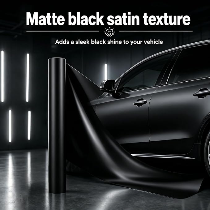TPH Matte Black Paint Protection Film 7.5mil 60in×5ft– Self‑Healing Car Wrap Roll, Heat‑Activated Scratch Repair for Hood Bumper Headlight, Anti‑Scratch