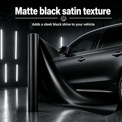 TPH Matte Black Paint Protection Film 7.5mil 60in×5ft– Self‑Healing Car Wrap Roll, Heat‑Activated Scratch Repair for Hood Bumper Headlight, Anti‑Scratch