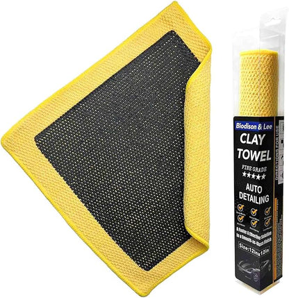 Upgrade Clay Towel 3.0 Ver - Clay Towel for Car Detailing to Remove Paint Overspray, Water Spots,Tree Sap,Rail Dust from Paint,Glass,Plastic Surfaces,Fine Grade Clays Bar Towels(1Pcs-Yellow,12" x 12")