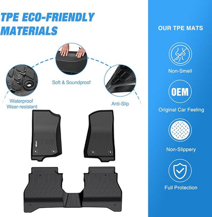 Nilight TPE Floor Mats for Jeep Gladiator JT 2020 2021 2022 2023 2024 2025 2026 All Weather Custom Fit Heavy Duty Floor Liners