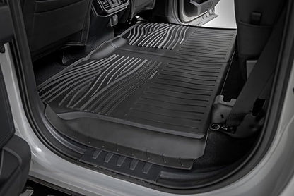 Rough Country Flex-Fit Floor Mats for Ford F-150 (2015-25)/F-150 Lightning (2022-25)/Raptor (2017-25) Crew Cab - Front & Rear Set, All-Weather Non-Slip TPE Liners w/Spill Saver Lip
