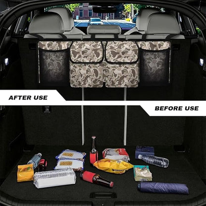 Brown Camo Trunk Storage Organizer Foldable Vehicle Interior Cargo Organizer Accessories 37" x 11.8" Large Capacity Car Organizers and Storage for Cars SUV Sedans