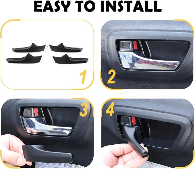 CHEAYAR Car Inner Door Handles Cover Trim Compatible with Toyota Tacoma 2016-2022, Auto Inner Door Handles Cover Interior Door Handles Protector Trim Decorate Covers Accessories (Matte Black)