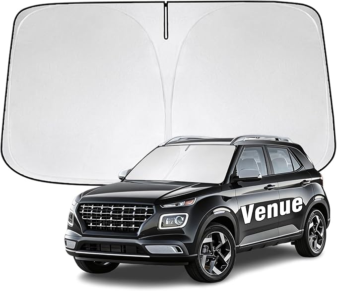 Windshield Sun Shade for Hyundai Venue 2020-2026 Sunshade 300T Windshield Cover Shield Protector Blocks UV Rays Custom Fit Venue Front Window Shades Windshield Accessories Keep Cool Foldable